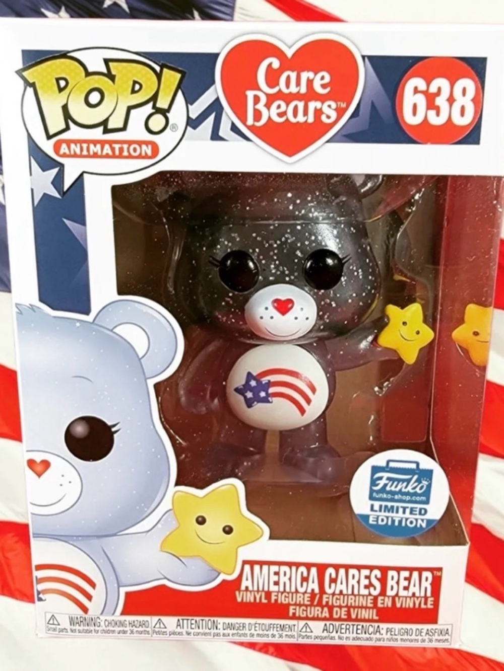 Funko Care Bears America Cares Bear - Black Sparkle Vinyl Figure